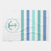Name der Nautic Aquamarin Anchor Blue White Stripe Geschirrtuch (Horizontal)