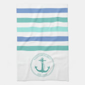 Name der Nautic Aquamarin Anchor Blue White Stripe Geschirrtuch (Vertikal)