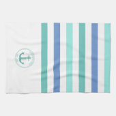Name der Nautic Aquamarin Anchor Blue White Stripe Geschirrtuch (Horizontal)
