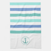 Name der Nautic Aquamarin Anchor Blue White Stripe Geschirrtuch (Vertikal)