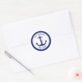 Name der Nautic Navy Blue Anchor-Familie Runder Aufkleber (Umschlag)