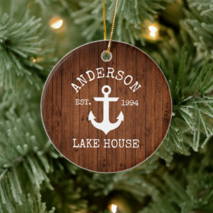 Name der Nautical Lake House Anchor Woodfamilie Keramik Ornament