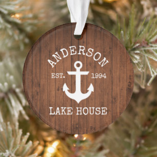 Name der Nautical Lake House Anchor Woodfamilie Ornament