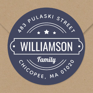 Name der Navy-Abzeichen-Rücksendeadresse Runder Aufkleber