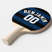 Name der Navy Blue und Black Rugby Stripes Tischtennis Schläger (Vorderseite)