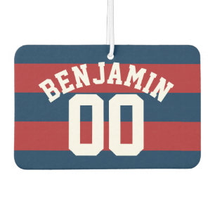 Name der Navy Blue und Red Rugby Stripes Autolufterfrischer