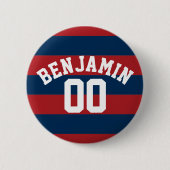 Name der Navy Blue und Red Rugby Stripes Button (Vorderseite)