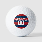 Name der Navy Blue und Red Rugby Stripes Golfball (Vorderseite)