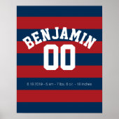 Name der Navy Blue und Red Rugby Stripes Poster (Vorne)