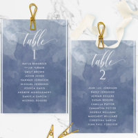 Name der Navy Blue Watercolor-Sitzplan-Karte