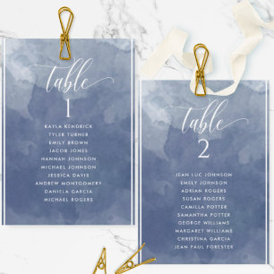 Name der Navy Blue Watercolor-Sitzplan-Karte
