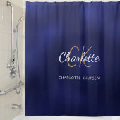 Name der Navy-Monogram-Initialen Duschvorhang