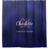 Name der Navy-Monogram-Initialen Duschvorhang (Vorderseite)