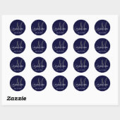 Name der Navy Monogramme Datum Hochzeitsticker Runder Aufkleber (Blatt)
