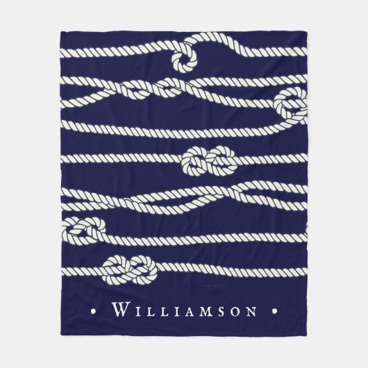 Name der Navy und der White Nautical Ropes Fleecedecke (Vorderseite)