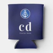 Name der Navy-White-nautical-Monogram-Initialen Dosenkühler (Vorderseite)