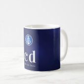 Name der Navy-White-nautical-Monogram-Initialen Kaffeetasse (VorderseiteRechts)