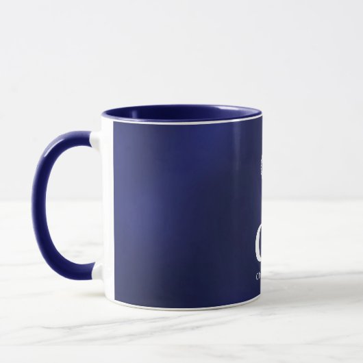 Name der Navy-White-nautical-Monogram-Initialen Tasse (Links)