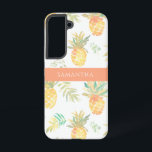 Name der niedlichen Ananas Tropical Summer Pattern Samsung Galaxy Hülle<br><div class="desc">Niedliche Ananas tropisches Sommermuster Samsung Galaxy Gehäuse mit Namen. Einfach den Namen ändern. Modernes,  lustiges Design.</div>