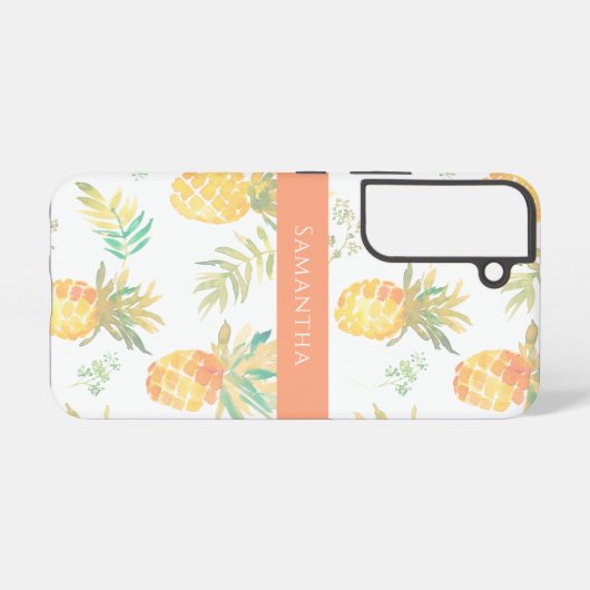 Name der niedlichen Ananas Tropical Summer Pattern Samsung Galaxy Hülle (Rückseite (Horizontal))