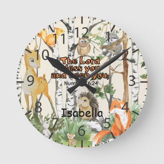 Name der niedlichen Aquarellpflanze Runde Wanduhr (Vorderseite)