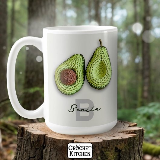 Name der niedlichen Cotgecore Crochet Avocado Mono Kaffeetasse