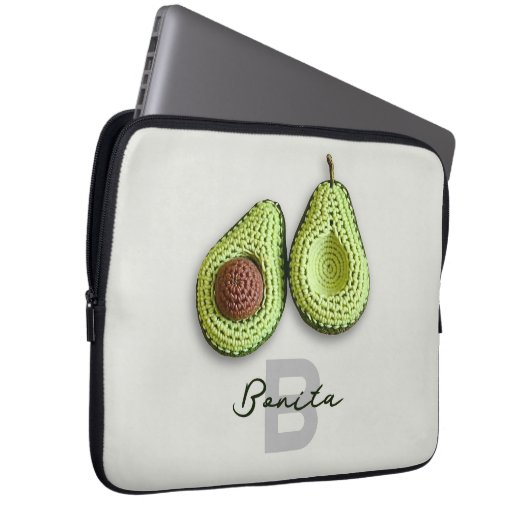 Name der niedlichen Cotgecore Crochet Avocado Mono Laptopschutzhülle (Vorne Rechts)