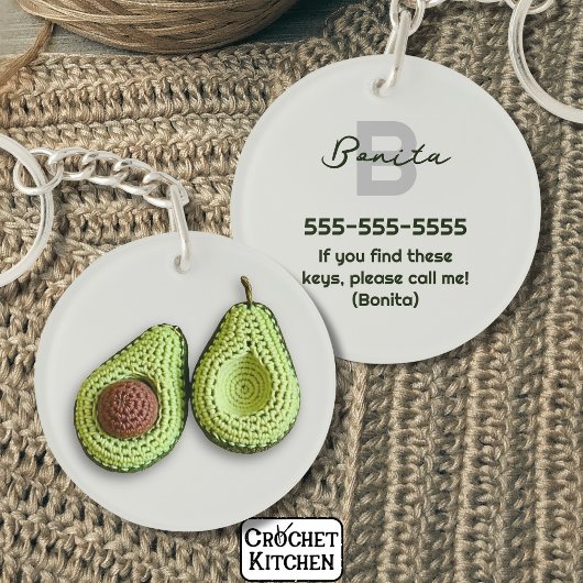Name der niedlichen Cotgecore Crochet Avocado Mono Schlüsselanhänger