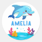 Name der niedlichen Delphintiere Runder Aufkleber (Vorderseite)