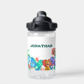 Name der niedlichen Dinosaurier-Monogramm Trinkflasche (Rückseite)