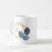 Name der niedlichen Girl-Gold-Sparkle & Blue-Leaf- Kaffeetasse (Vorderseite Links)
