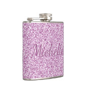 Name der niedlichen Girl-Rosa-Sparkle-Monogrammbez Flachmann (Rechts)