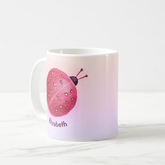 Name der niedlichen Girly Ladybug Kaffeetasse (Vorderseite Links)