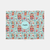 Name der Niedlichen Holiday Snowman Süßigkeiten Fl Fleecedecke (Vorderseite (Horizontal))