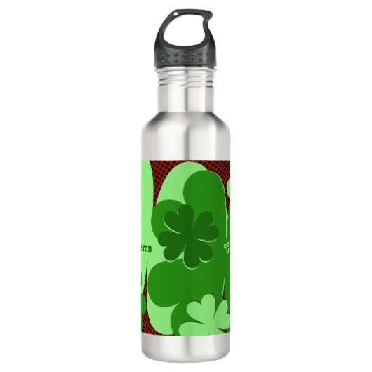 Name der niedlichen Lady Bug & Clover Leaf Edelstahlflasche (Vorderseite)