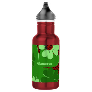 Name der niedlichen Lady Bug & Clover Leaf Edelstahlflasche
