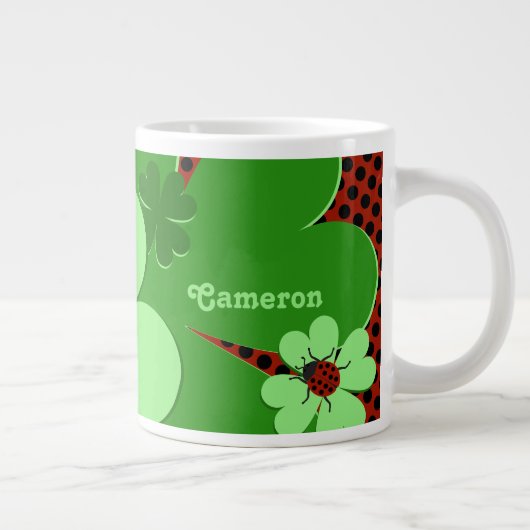 Name der niedlichen Lady Bug & Clover Leaf Jumbo-Tasse (Rechts)