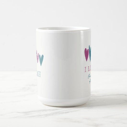 Name der niedlichen Liebe Hört Aquamarin Türkis Kaffeetasse (Mittel)