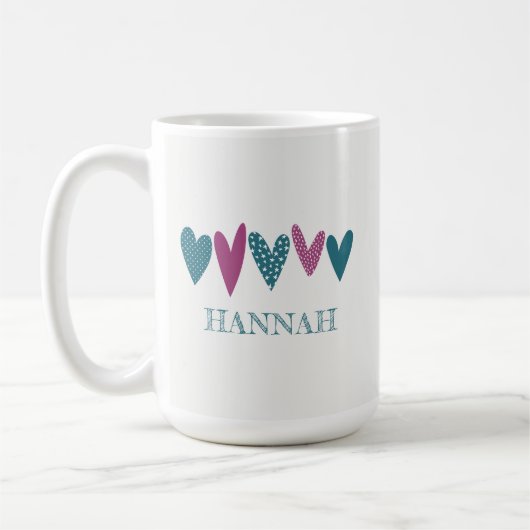 Name der niedlichen Liebe Hört Aquamarin Türkis Kaffeetasse (Links)