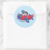 Name der niedlichen Luftfahrzeug-Propellerboote Runder Aufkleber (Tasche)