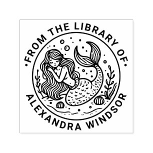 Name der niedlichen Mermaid-Bibliothek Permastempel