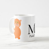 Name der niedlichen Orange Cat Monogram Kaffeetasse (Vorderseite Links)