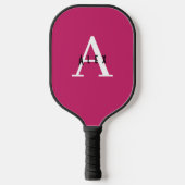 Name der niedlichen rosa Monogramm + Anfangsbuchst Pickleball Schläger (Vorderseite)