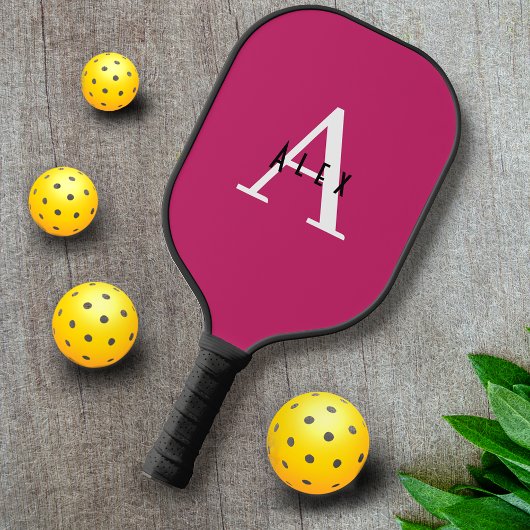 Name der niedlichen rosa Monogramm + Anfangsbuchst Pickleball Schläger