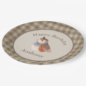 Name der niedlichen Vogelfarbe Geburtstag Pappteller (Schrägansicht)