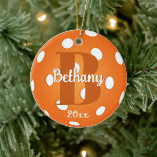 Name der Orange Pickleball Monogram Keramik Ornament
