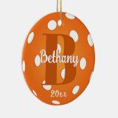 Name der Orange Pickleball Monogram Keramik Ornament (Rechts)