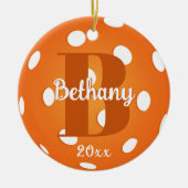 Name der Orange Pickleball Monogram Keramik Ornament (Vorne)