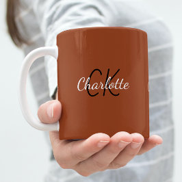 Name der orangefarbenen Monogramm-Initialen Kaffeetasse