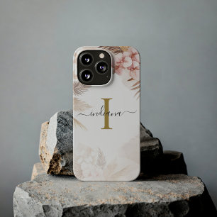 Name der Pampas Grass Monogram Initial Terracotta Case-Mate iPhone Hülle